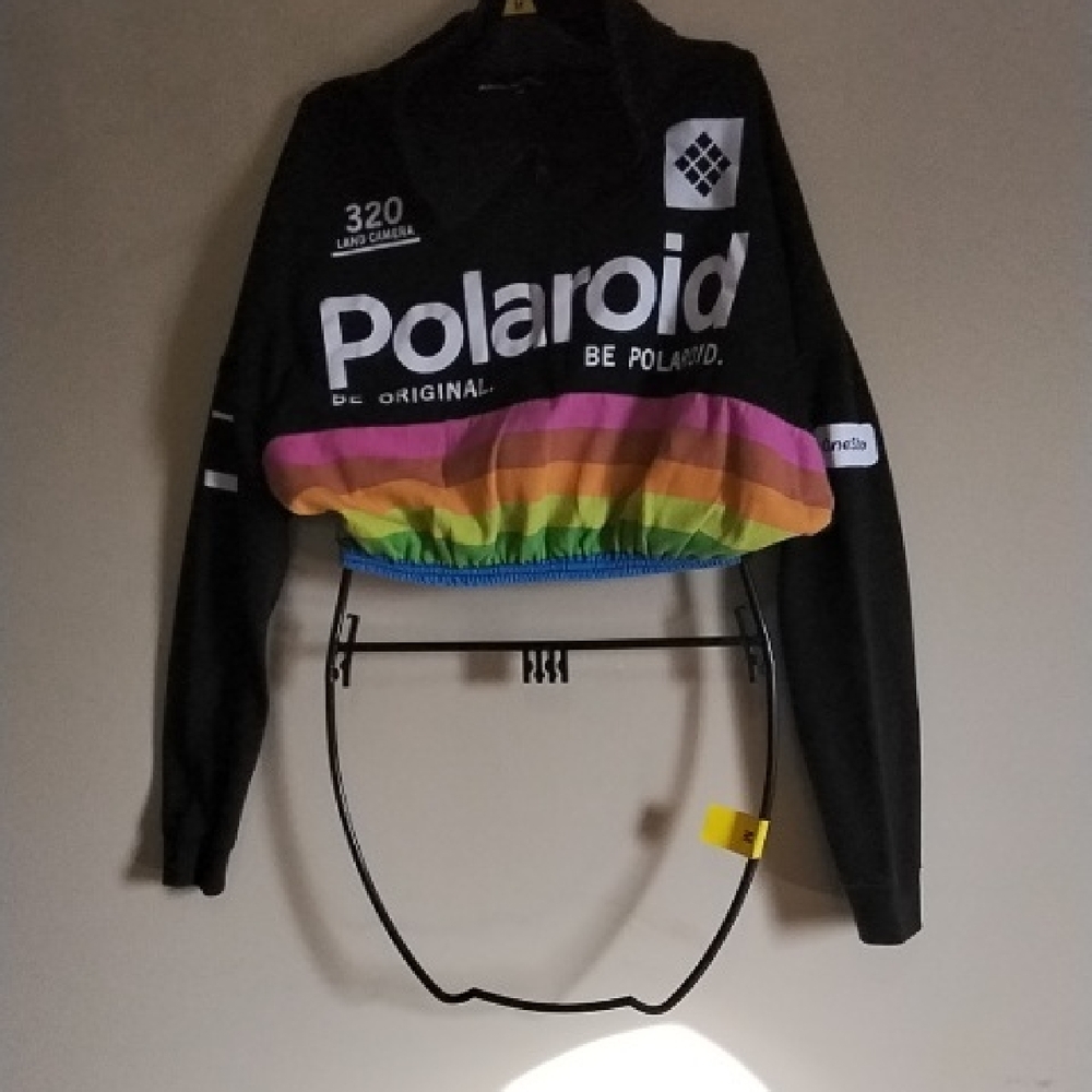 Polaroid Black Jacket with Rainbow Stripes